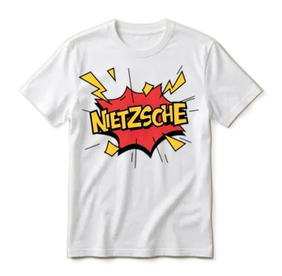 Nietzsche Comic Cartoon Boom Pop Art Unisex T-Shirt - White