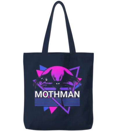Mothman Cryptid Cryptozoology Retro Tote Bags - Navy