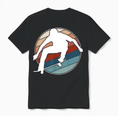 Retro Skateboarder Unisex T-Shirt - Black