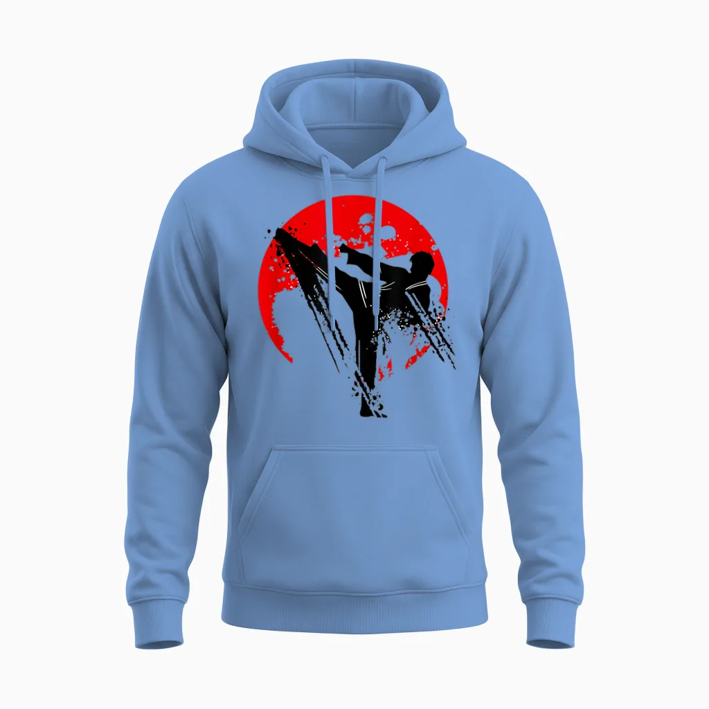 Love Karate Boys' Shirt Karate Lovers for Men and Women T-Shirt, White Unisex Hoodie in Carolina Blue
