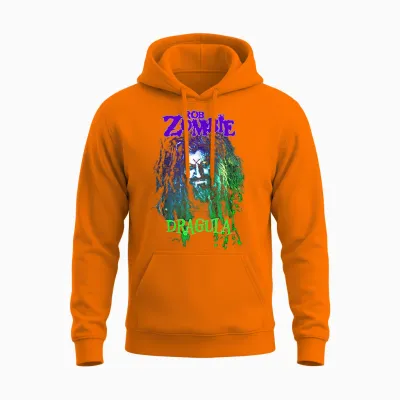 Rob Zombie Dragula T-Shirt, Black Unisex Hoodie - Safety Orange