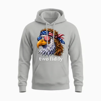 Funny Patriotic Eagle Two Fiddy 4th of July Anniversary Us Unisex Hoodie - Ash