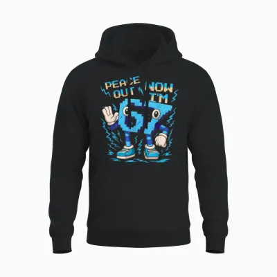 Birthday T-Shirt with German Text "ich War 6 Jetzt Bin Ich 7 Six Seven Brainrot Unisex Hoodie - Black