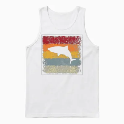 Shark Retro Unisex Tank Top - White