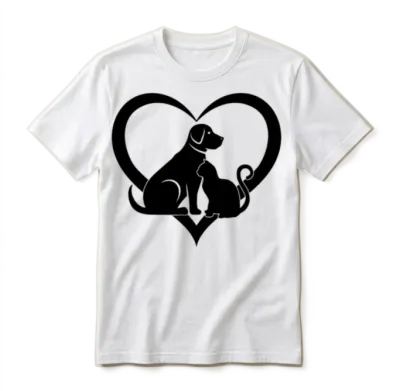 Cat & Dog Heart - Dog and Cat Lover Dog Lover Unisex T-Shirt - White