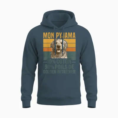 Humour Dog Gift Pajamas Hair Golden Retriever Vintage Unisex Hoodie - Dark Heather