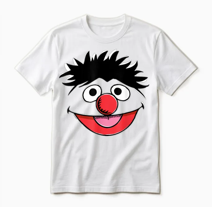Sesame Street Ernie Retro Sketch Face Unisex T-Shirt in White