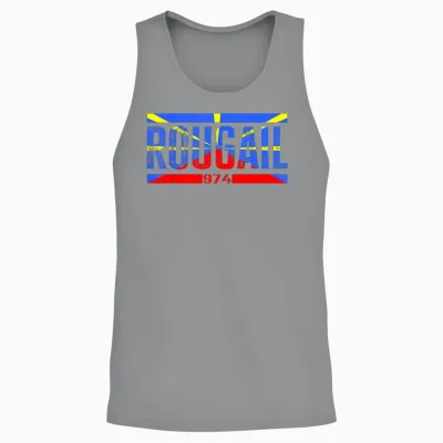 Island of the Réunion 974 Representing Creole Rouge Flag T-Shirt, Black Unisex Tank Top - Sport Grey