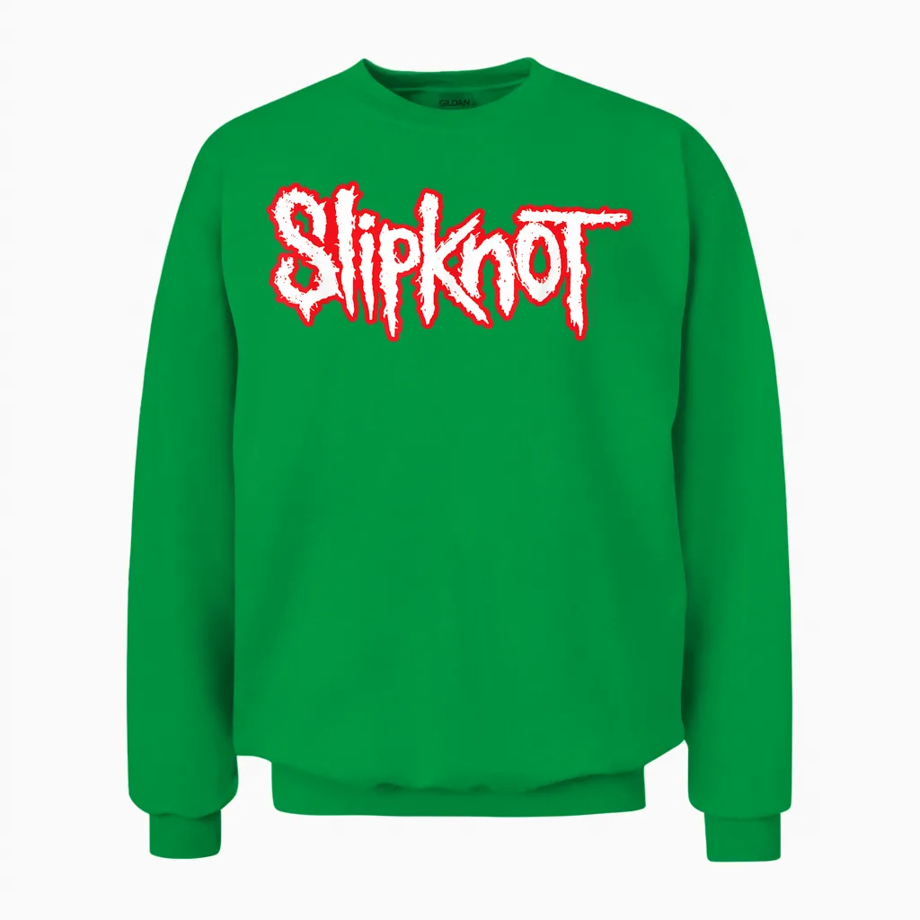 Slipknot Official Basic Logo Short Sleeve Unisex Sweatshirt in Irish Green