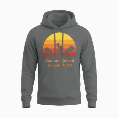 You Can't Be Sad on Your Bike! Unisex Hoodie - Graphite Heather