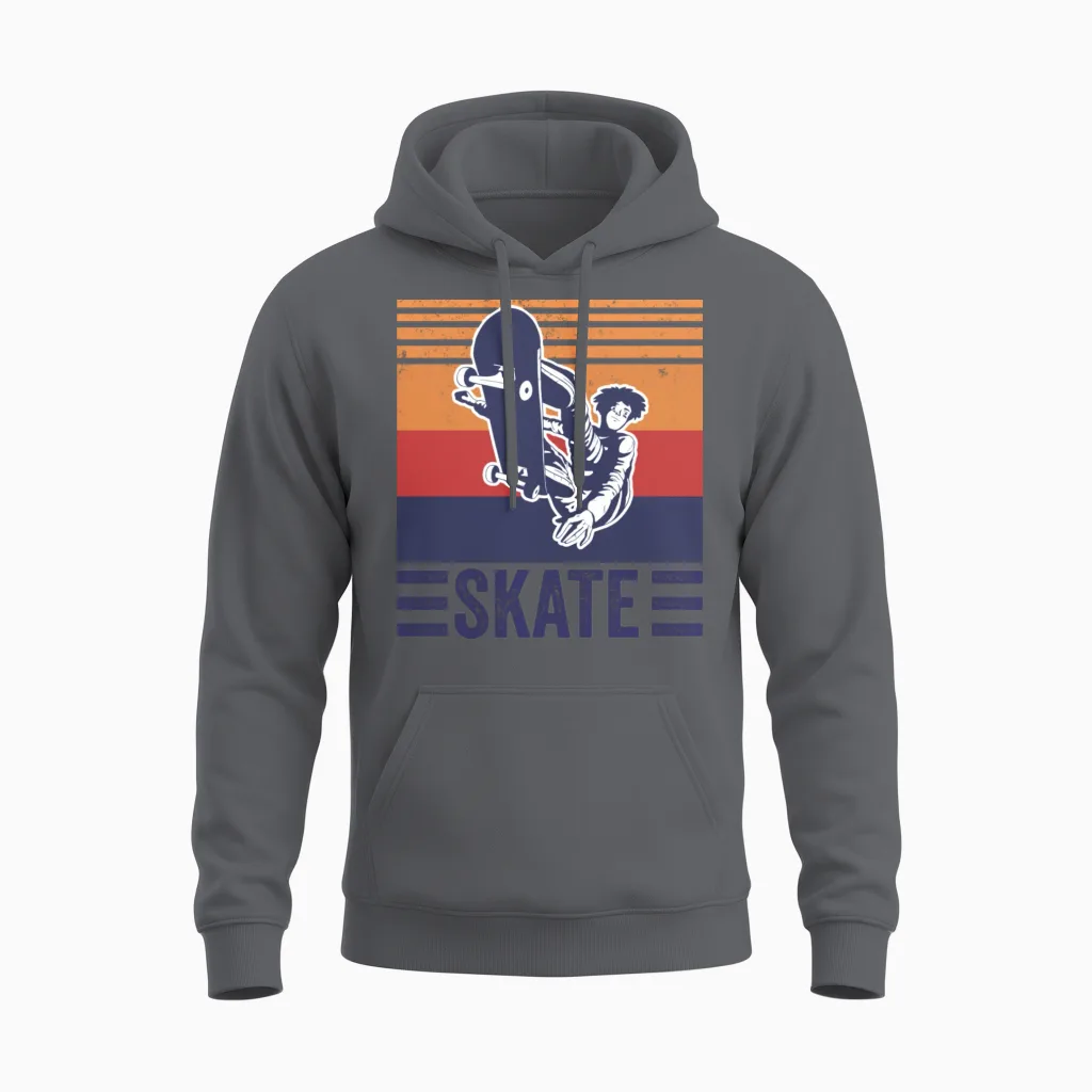 Skateboard Skate Skateboarder Retro Unisex Hoodie in Charcoal