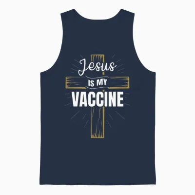 Jesus Is My Vaccine Christian Unisex Tank Top - Navy