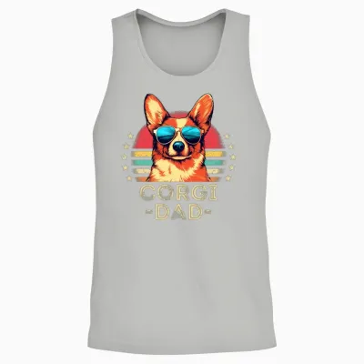 Corgi with Sunglasses Retro Unisex Tank Top - Ash