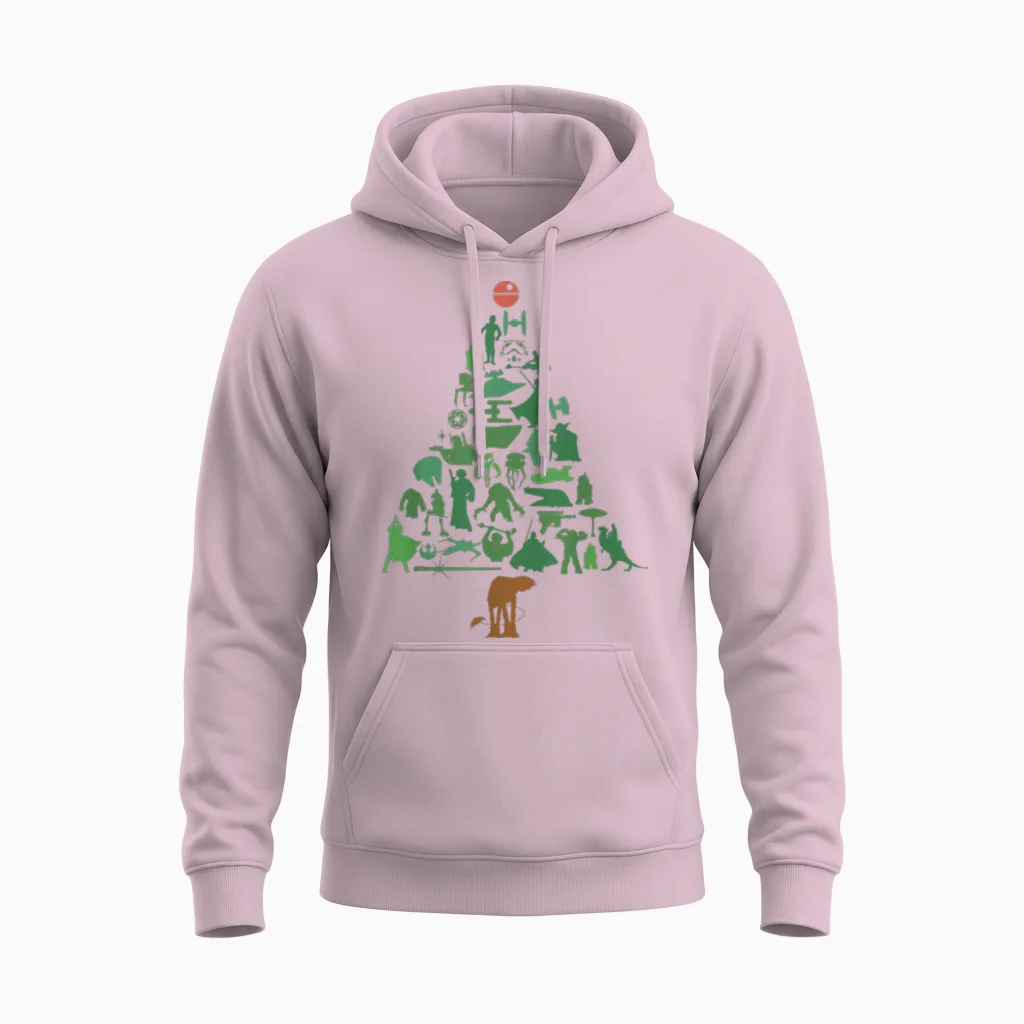 Star Wars Holiday Christmas Tree Unisex Hoodie in Light Pink