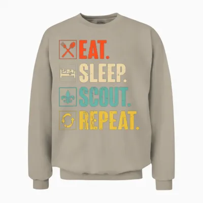 Eat Sleep Scout Repeat Funny Scouting Lover Unisex Sweatshirt - Sand