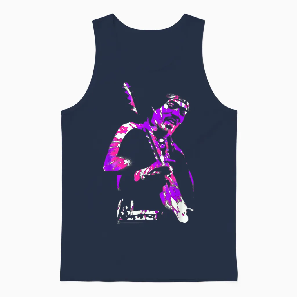Jimi Hendrix Tye Dye Spiral T-Shirt, Black, S Unisex Tank Top in Navy