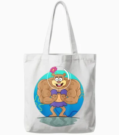 Mademark X Spongebob Squarepants - Sandy Cheeks Muscle Tote Bags - White