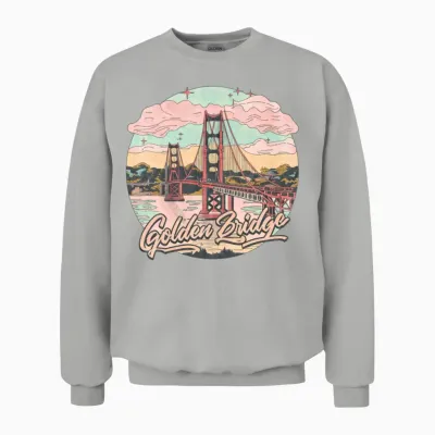 Golden Gate Bridge Retro Pastel Colors Unisex Sweatshirt - Ash