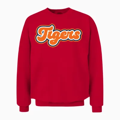 Retro Tigers Script Unisex Sweatshirt - Red
