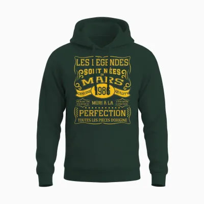 40 Ans Anniversaire Homme Femme Mars 1986 Déco Drôle Cadeau Unisex Hoodie - Forest
