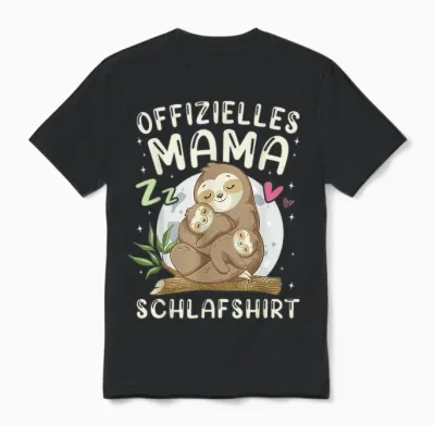 Offizielles Mama Schlafshirt Mutter Und Kinder Faultiere Unisex T-Shirt - Black