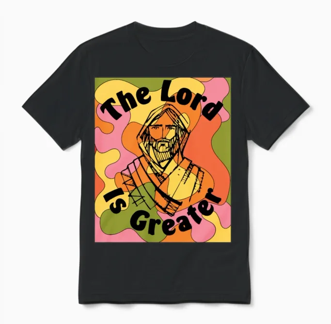 Retro Lord Is Greater Boho Positive Retro Christia Unisex T-Shirt - Black