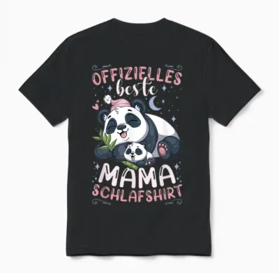 Offizielles Best Mama Schlafshirt, Mutter Panda-Bär Mit Kind Unisex T-Shirt - Black