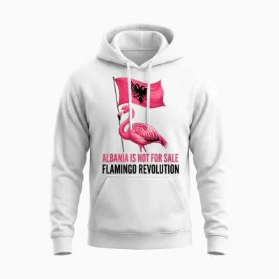 Albanien Flagge Pink Flamingo Albania Is Not for Sale Unisex Hoodie - White