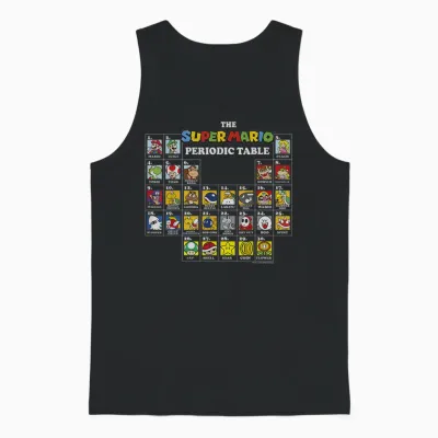 Super Mario Periodic Table of Characters Graphic Unisex Tank Top - Black