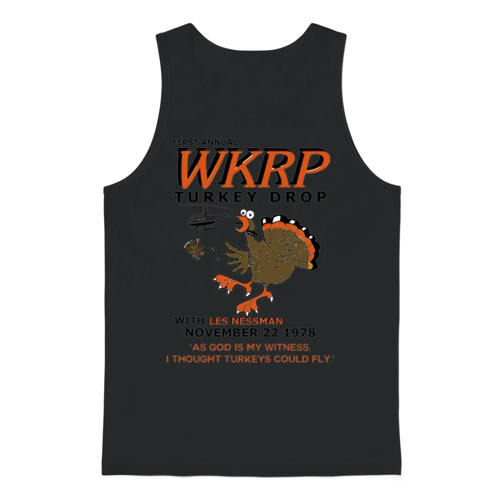 First Anuual Wkrp Turkey Drop with Les Nessman Unisex Tank Top - Black