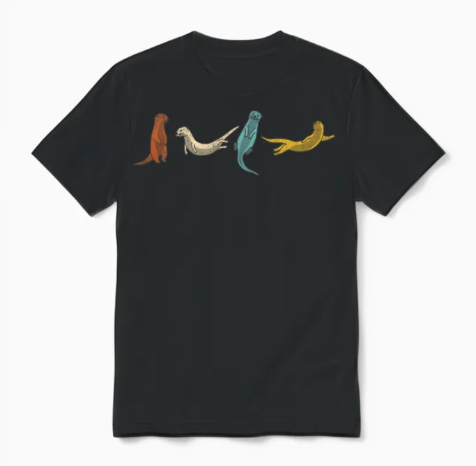Otter Retro Vintage Unisex T-Shirt - Black