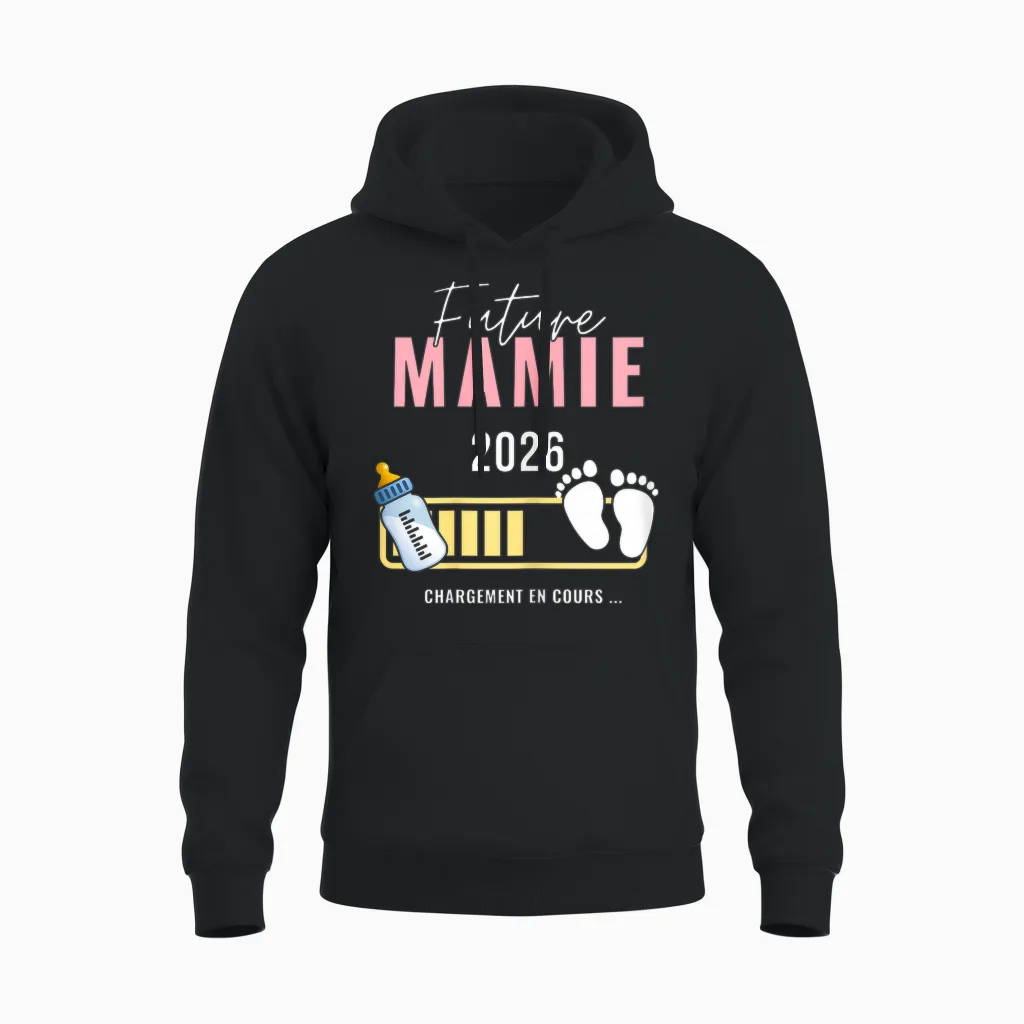 Granny in 2026 Announcement Pregnancy Future Granny Soon 2026 T-Shirt, Black, Female X-Small Unisex Hoodie in Black