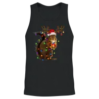 Funny Squirrel Christmas Reindeer Christmas Lights Unisex Tank Top - Black – 2