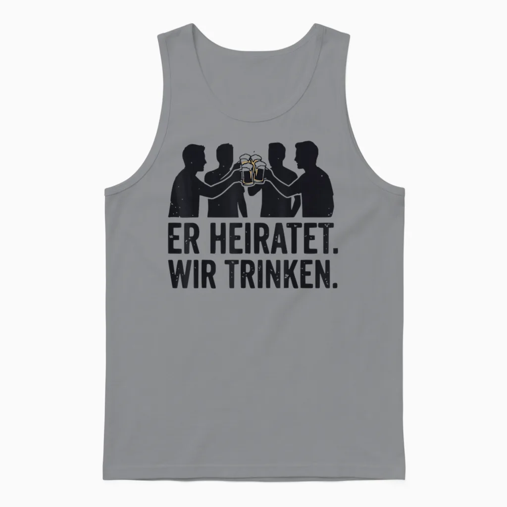 Er Heiratet Wir Trinken Jga Team Bräutigam Party Outfit Unisex Tank Top in Sport Grey