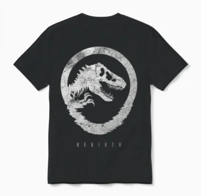 Jurassic World Rebirth Logo with Stone Look Unisex T-Shirt - Black