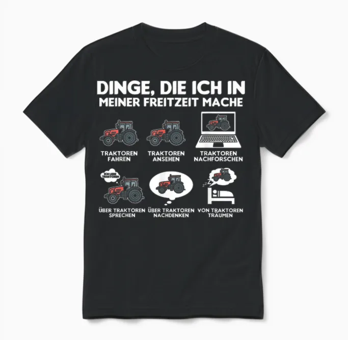 Tractor Tractor Bauer Dinge Die Ich Meiner Freizeit Mache T-Shirt, Black Unisex T-Shirt in Black