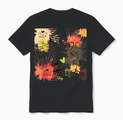 Paris Eiffel Tower France French Souvenir French Unisex T-Shirt - Black