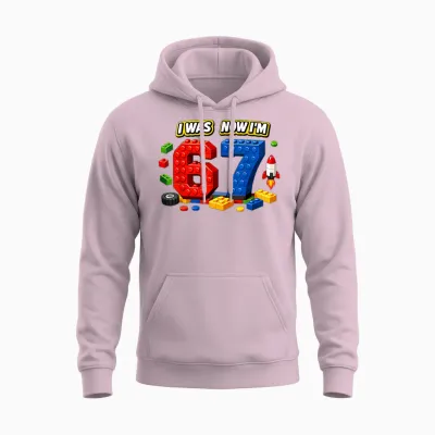Ich War Sechs Jetzt Bin Ich Sieben 6 7 Blocks 67 Meme 7. Geburtstag Unisex Hoodie - Light Pink