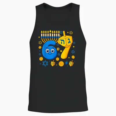 67 Hanukkah Funny Jewish Chanukah 67 Menorah Dreidel Meme Unisex Tank Top - Black