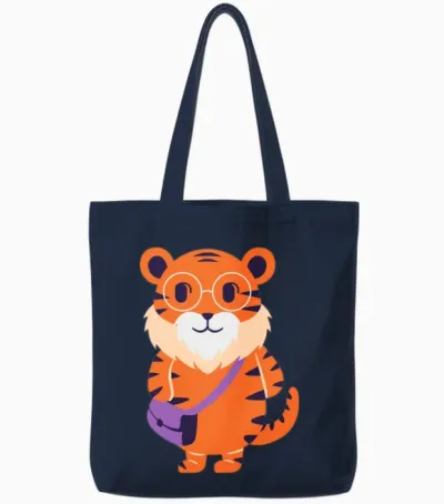 Funny Tiger Tote Bags - Navy