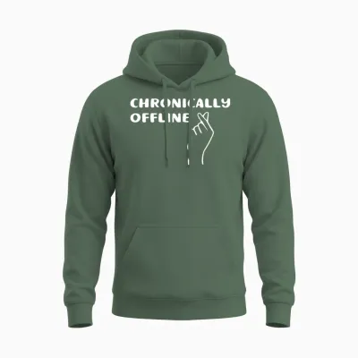 Chronically Offline Unisex Hoodie - Military Green