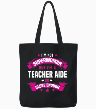 Teacher Aide Tote Bags - Black