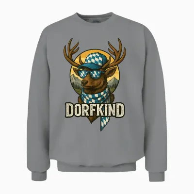 Dorfkind Bayern Herren Trachtenshirt Kinder Jungen Trachten Unisex Sweatshirt - Sport Grey