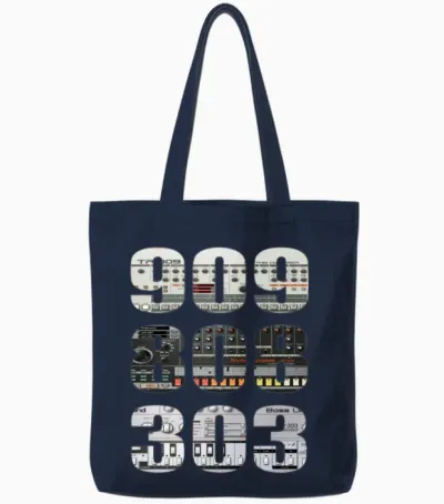 303 808 909 Music History Tote Bags - Navy