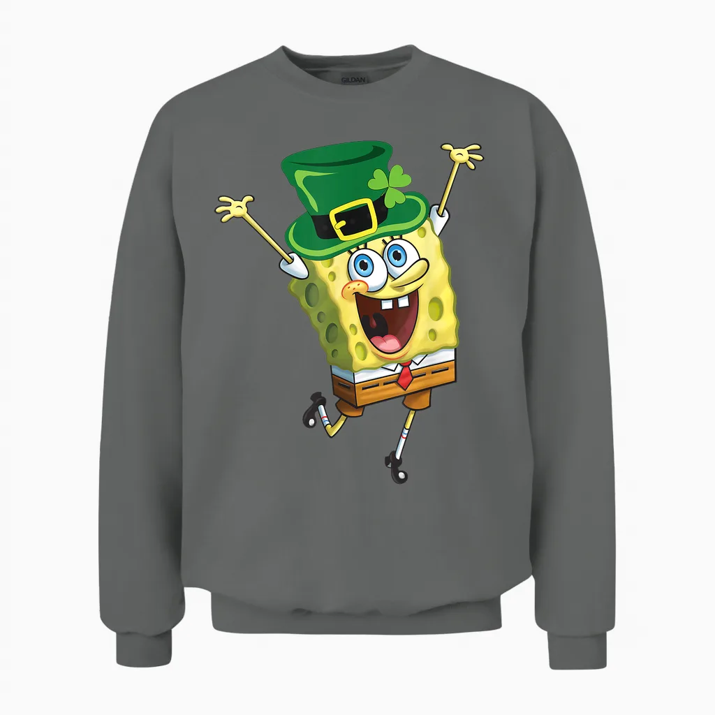 Mademark X Spongebob Squarepants - Spongebob Squarepants St Patricks Day Unisex Sweatshirt in Graphite Heather