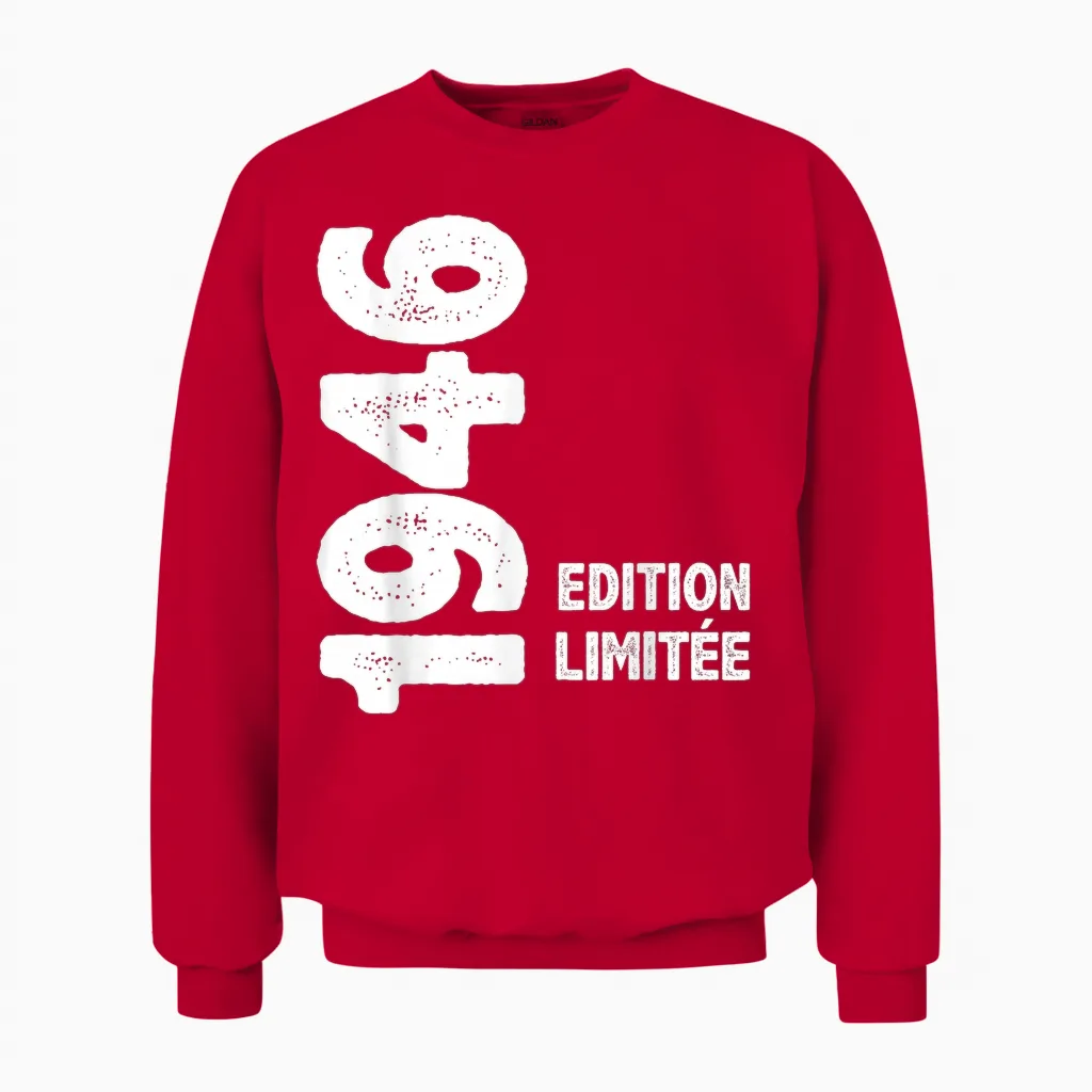 1946 79 Years Man Woman Birthday Gift Man 1946 T-Shirt, Black, S Unisex Sweatshirt in Red
