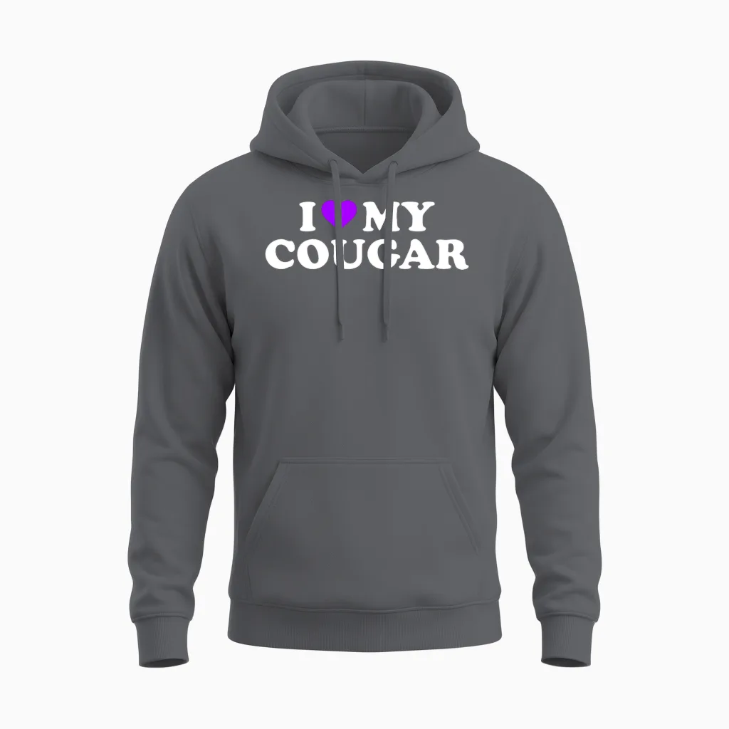 I Love Cougars Cougar Humor Valentine's Day 3bk4 Unisex Hoodie in Charcoal