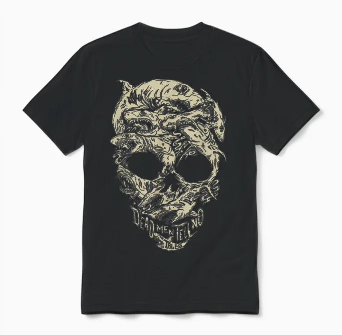 Disney Pirates Shark Skull Halloween Gift Unisex T-Shirt in Black