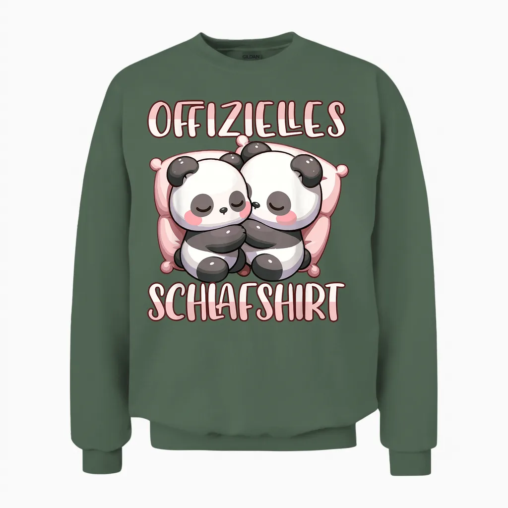 Official Sleepshirt Panda Night Shirt Girls Sleeping T-Shirt, Black Unisex Sweatshirt in Military Green