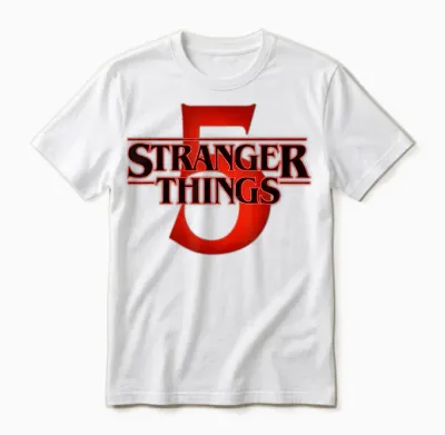 Stranger Things Season 5 Black & Red Logo Unisex T-Shirt - White